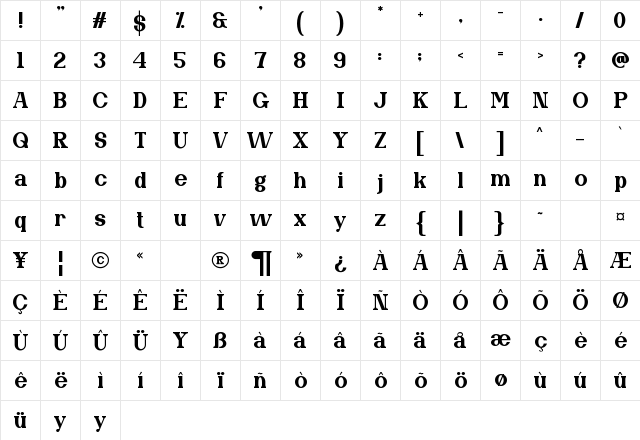 Frizen Land Regular Character Map Frizen Land Regular Character Map