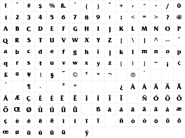 FrizQuadrata-Bold Regular Character Map