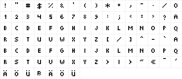 Frucade Small Regular Character Map Frucade Small Regular Character Map