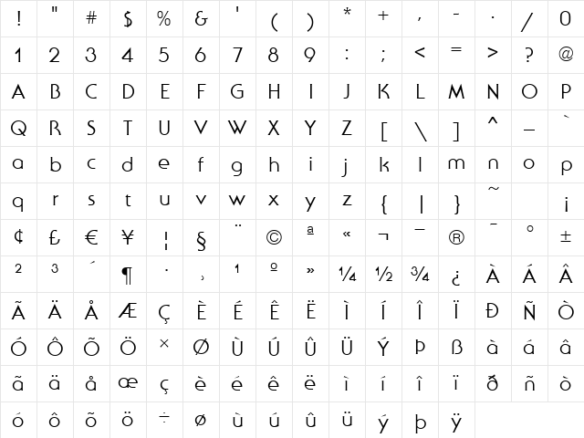 Flare-S690 Regular Character Map