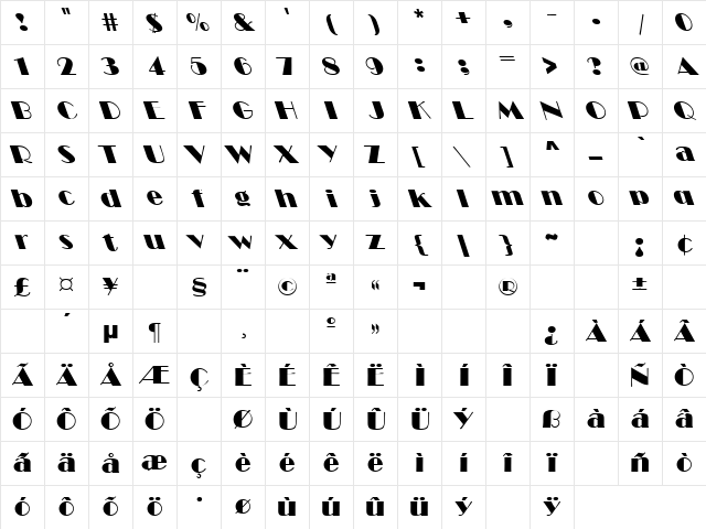 Little Wing 14 Regular Character Map