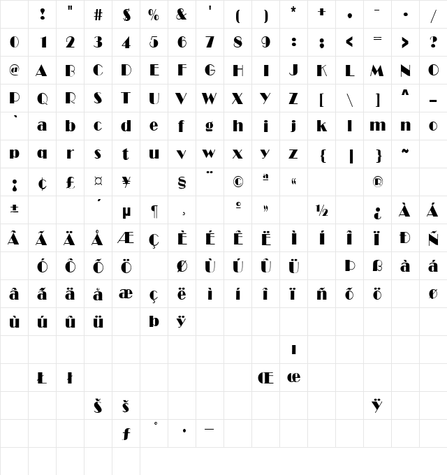 Little Wing 16 Regular Character Map