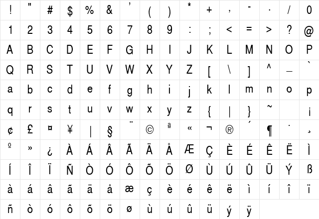 ft10 Regular Character Map