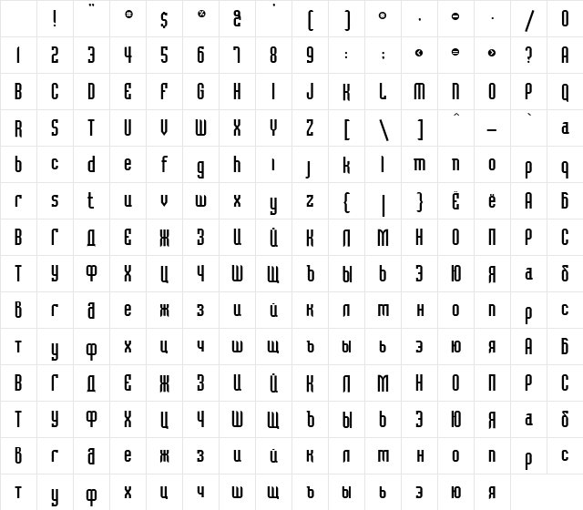 ft14 Regular Character Map ft14 Regular Character Map