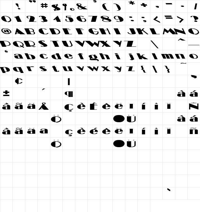 Little Wing 6 Bold Character Map Little Wing 6 Bold Character Map