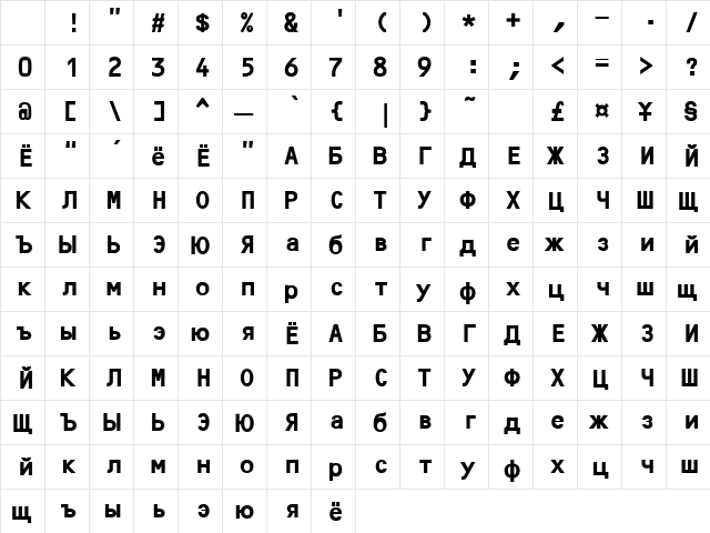 OCR B Bold Character Map OCR B Bold Character Map