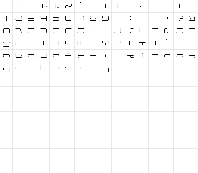 ltr-04:wireflame Regular Character Map ltr-04:wireflame Regular Character Map