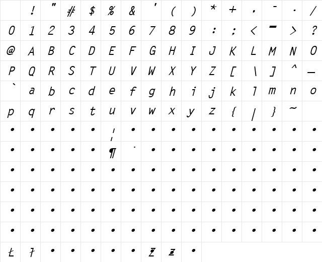 QTLetterGoth Bold Italic Character Map QTLetterGoth Bold Italic Character Map