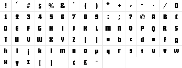 Future Regular Character Map