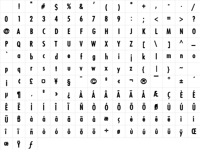 Fuji Bold Character Map Fuji Bold Character Map