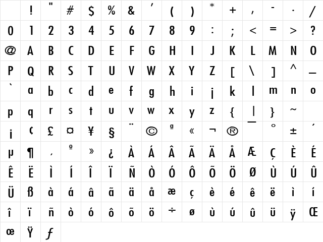 Fuji Wide Normal Character Map Fuji Wide Normal Character Map
