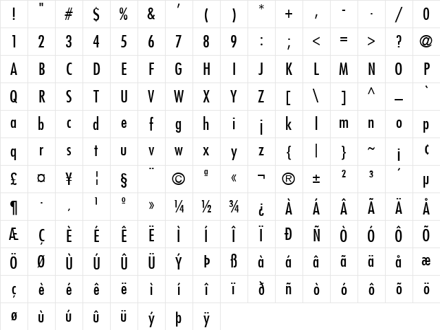 Fujiyama Regular Character Map