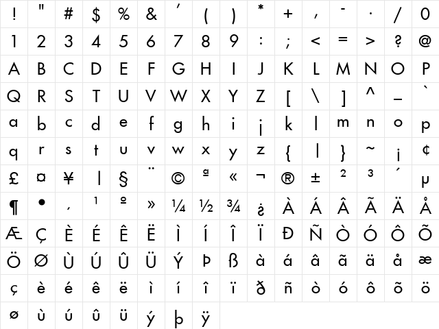 Fujiyama2 Regular Character Map