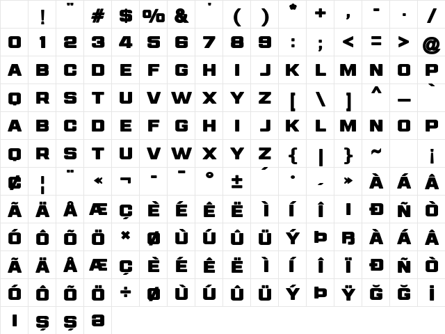 FULLDOZER Extra Bold Character Map