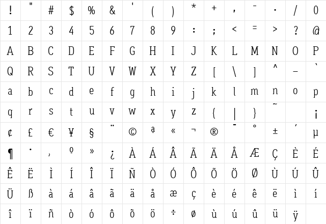 Aaux OfficeRegular Regular Character Map