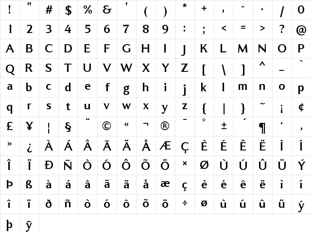 LT Sip Text Bold Character Map LT Sip Text Bold Character Map