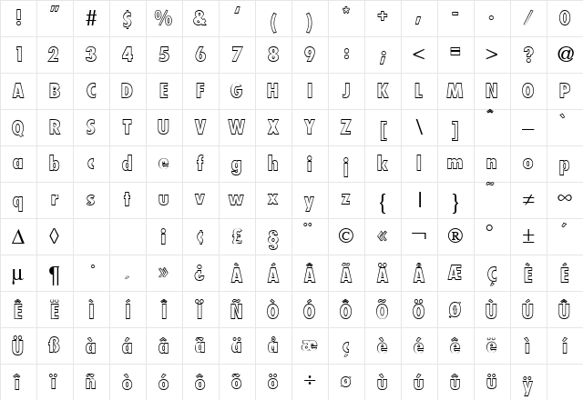 FunctionCondTwoOutExtrabold DB Regular Character Map