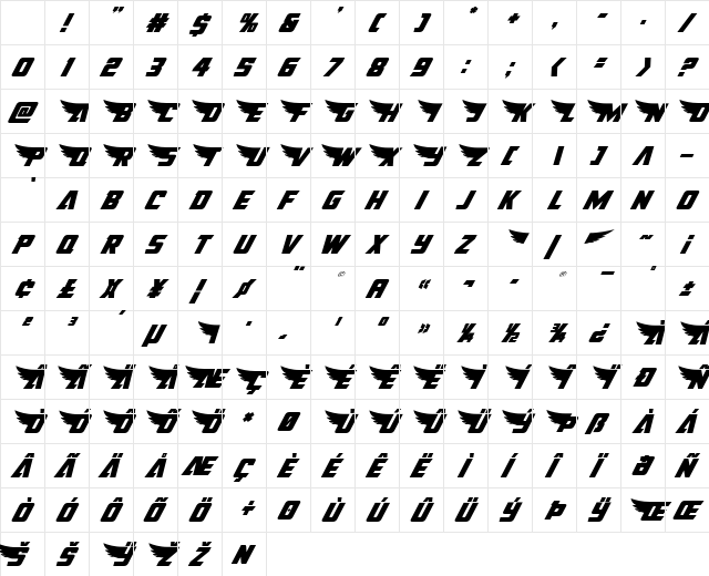 American Kestrel Italic Italic Character Map