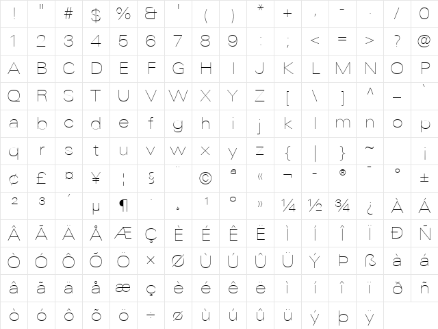 LTUnivers Regular Character Map LTUnivers Regular Character Map
