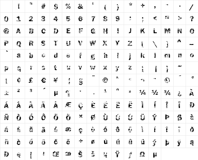 Funky05 Bold Character Map Funky05 Bold Character Map