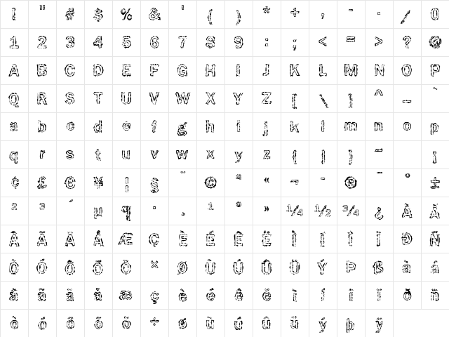 Funky31 Bold Character Map