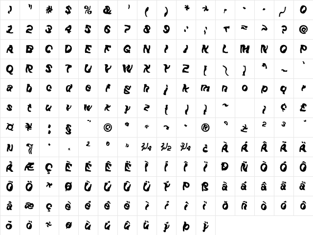 Funky40 Becker Regular Character Map