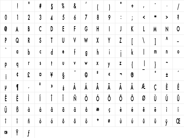 Fusi Thin Bold Character Map Fusi Thin Bold Character Map