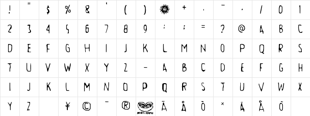 Aamunkoi Regular Character Map
