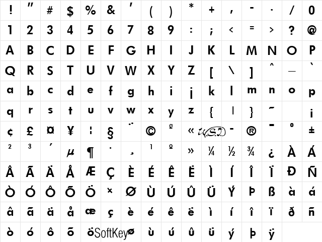 Futurist Bold Character Map