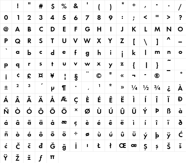 FuturaTDem Regular Character Map