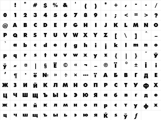 Futura Press Character Map Futura Press Character Map