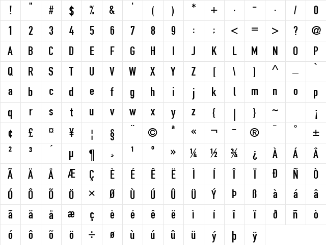 DINEngschrift LT Alternate Regular Character Map