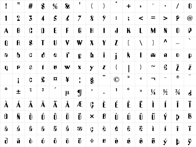 AmeliaLL Regular Character Map AmeliaLL Regular Character Map