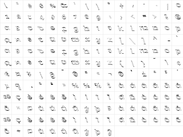FZ BASIC 43 HOLLOW LEFTY Normal Character Map FZ BASIC 43 HOLLOW LEFTY Normal Character Map