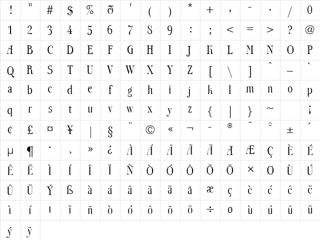BoberiaLL Regular Character Map