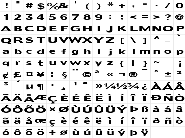 FZ BASIC 55 EX Normal Character Map FZ BASIC 55 EX Normal Character Map