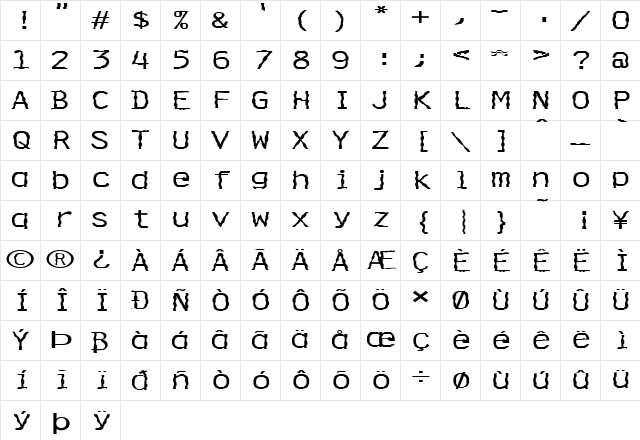 FZ DIGITAL 4 WAVEY EX Normal Character Map
