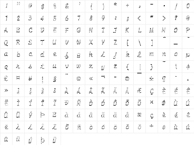 FZ HAND 20 SPOTTED Normal Character Map FZ HAND 20 SPOTTED Normal Character Map