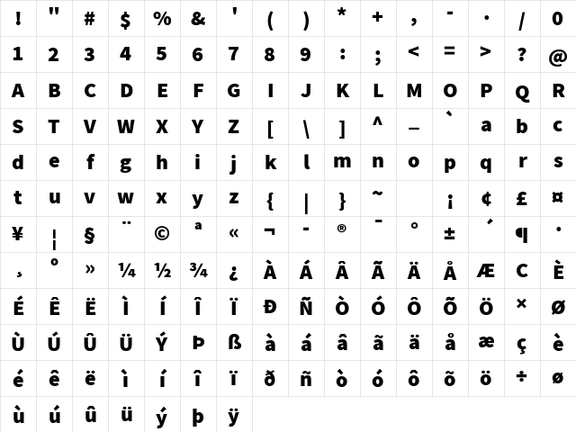 Assistant ExtraBold Character Map