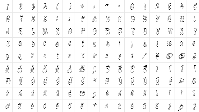 FZ JAZZY 17 3D ITALIC Normal Character Map