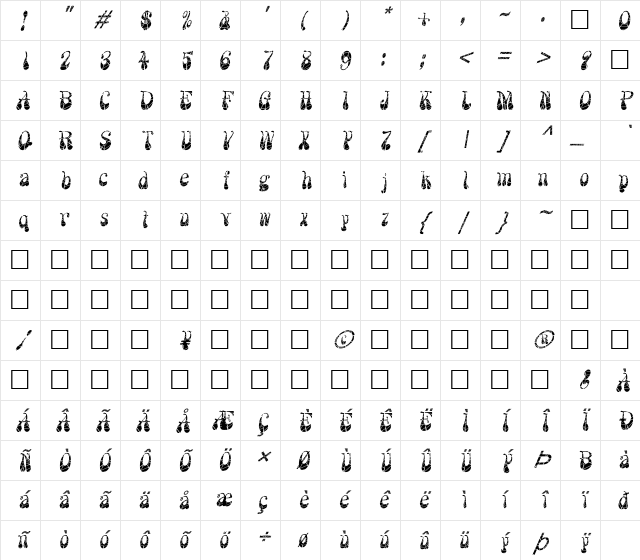 FZ JAZZY 17 CRACKED ITALIC Normal Character Map FZ JAZZY 17 CRACKED ITALIC Normal Character Map