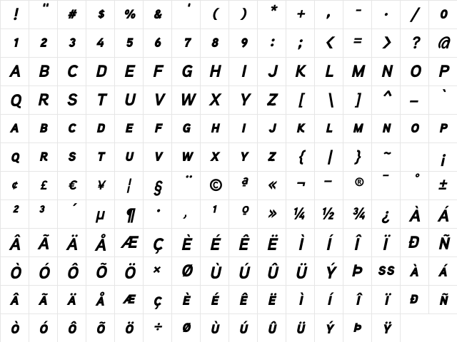 Aaux ProBlack Italic SC Regular Character Map Aaux ProBlack Italic SC Regular Character Map