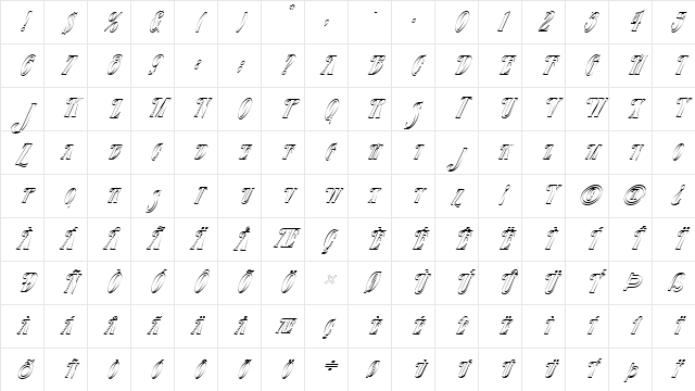 FZ JAZZY 23 HOLLOW ITALIC Normal Character Map FZ JAZZY 23 HOLLOW ITALIC Normal Character Map