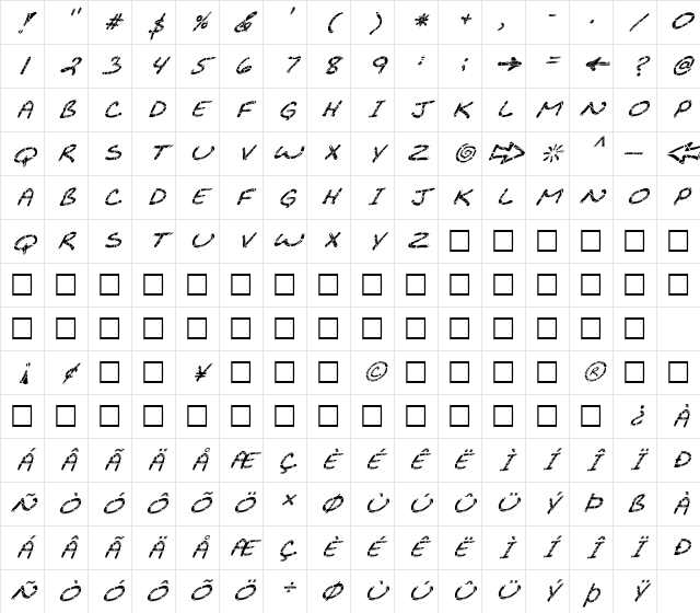 FZ JAZZY 29 CRACKED ITALIC Bold Character Map