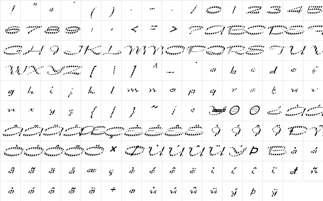 FZ JAZZY 30 STRIPED ITALIC Normal Character Map FZ JAZZY 30 STRIPED ITALIC Normal Character Map
