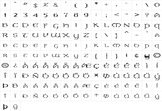 FZ JAZZY 31 STRIPED EX Normal Character Map