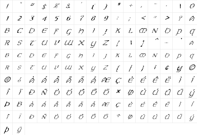 FZ JAZZY 31 STRIPED ITALIC Normal Character Map FZ JAZZY 31 STRIPED ITALIC Normal Character Map