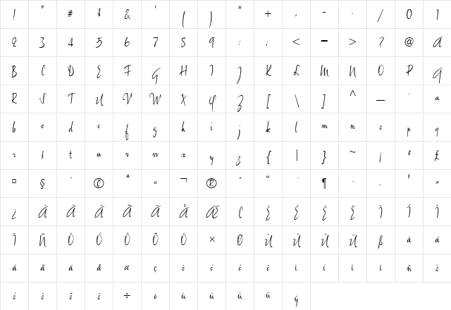 Amethyste Regular Character Map