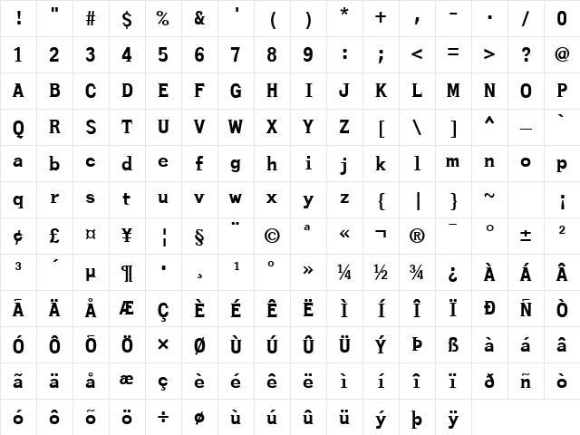 FZ ROMAN 27 Normal Character Map