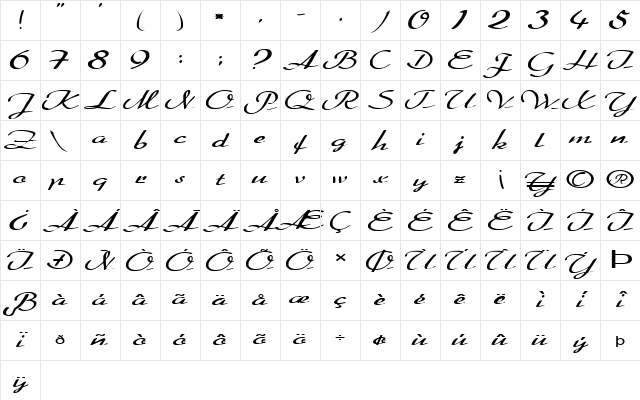 FZ SCRIPT 20 EX Normal Character Map FZ SCRIPT 20 EX Normal Character Map